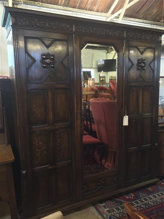 Jacobean Revival oak wardrobe